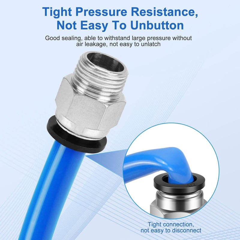 cnaodun 12 Pcs Push to Connect Fittings 1/2 Inch Tube OD x 3/8 Inch NPT Thread Pneumatic Male Straight and Elbow Quick Connect Air line fittings - Image 4